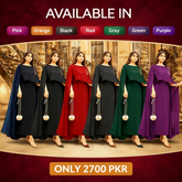 Two Tone Cape Shawl Maxi 2PC Dress | Shamose Silk Long Body Fit Maxi with Dori | Elegant Party Wear – PKR 1800