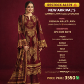 Burgundy Embroidered Lawn Suit 3PC β Premium Summer Collection 2026 | Snappywear