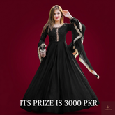 Kaya Work Embroidered Long Maxi Dress – 3PC Chiffon Suit with Lace Dupatta Rs.3000