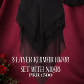 3 Layer Khimar Hijab Set with Niqab β Premium Imported Chiffon | Lightweight Modest Wear | Full Coverage Black Abaya Style