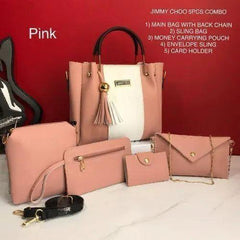 Jimmy Choo 5 Piece Bag Set for Women – Premium Handbag Combo (Tote, Sling, Wallet & Card Holder) | SnappyWear Pakistan