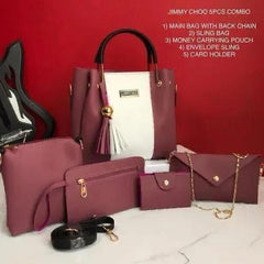 Jimmy Choo 5 Piece Bag Set for Women – Premium Handbag Combo (Tote, Sling, Wallet & Card Holder) | SnappyWear Pakistan