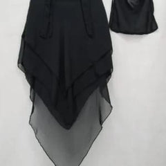 3 Layer Khimar Hijab Set with Niqab – Premium Imported Chiffon | Lightweight Modest Wear | Full Coverage Black Abaya Style