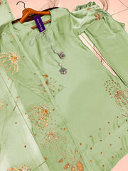 3 Piece Embroidered Suit – Raw Silk with Organza Dupatta | New Trending Colors