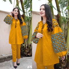 Embroidery 2PC Suit | Summer Pure Linen Shirt Trouser | Stylish & Comfortable – PKR 2500