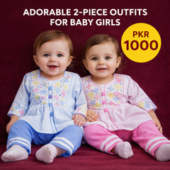 Baby Girl 2-Piece Outfit Set – Cute Floral Dress & Pants (PKR 1000) | SnappyWear Pakistan