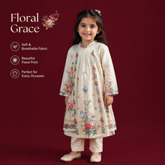 Floral Printed Girls Kurta Set – Soft & Breathable Kids Ethnic Wear