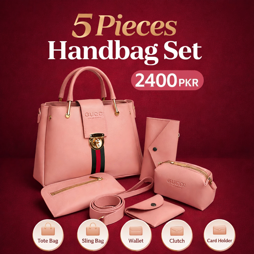 5 Pieces Handbag Set for Women – Premium Stylish Bag Combo (Tote, Sling, Wallet & Clutch) | SnappyWear Pakistan