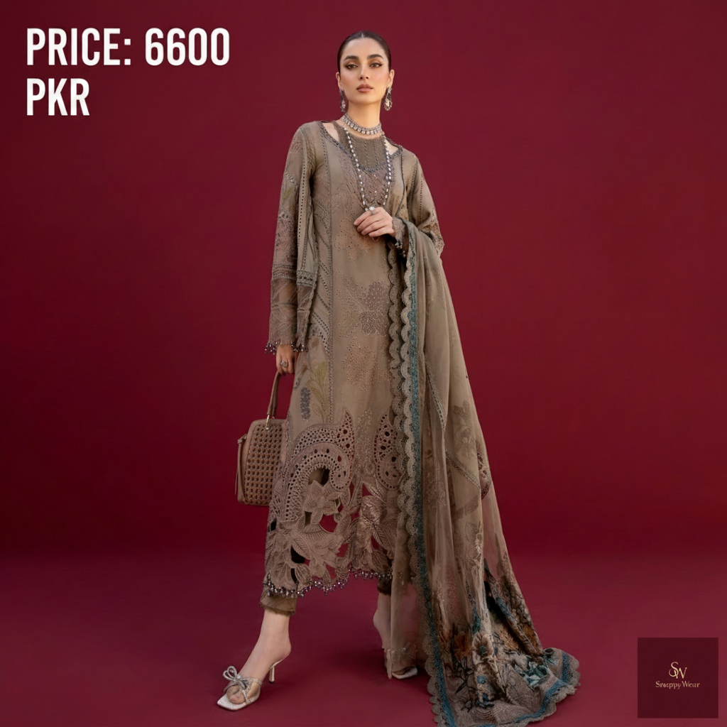 Luxury Lawn Collection 2026 – Heavy Embroidered 3PC Designer Suit Rs.6600