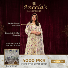 Aneela’s SPR-26-01 Lawn & Chiffon Suit – Embroidered 3PC Dress at Wholesale Price