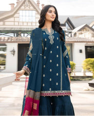 Women’s Teal Embroidered Lawn Suit 3 Piece – Premium Pakistani Dress with Dupatta | SnappyWear