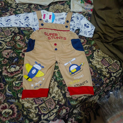 Baby Boy Super Stunts Dungaree Set – Cute Airplane Print Cotton Outfit