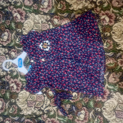 Baby Girl Floral Dress – Cute Navy Blue Cherry Print Frock (0–12 Months) | Soft Cotton Kids Dress Pakistan