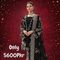 Black Embroidered Lawn Suit with Dupatta – Elegant Pakistani Party Wear | PKR 5600