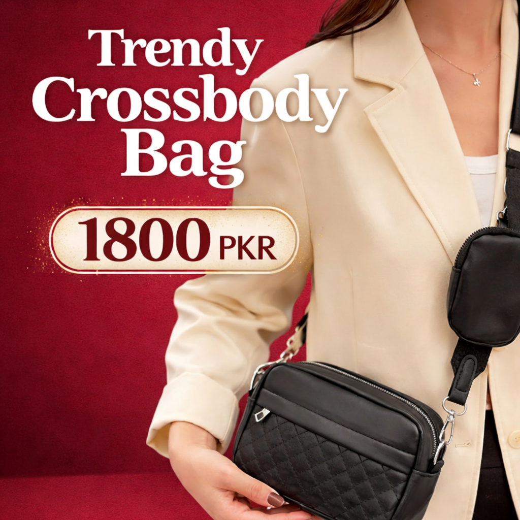 Trendy Crossbody Bag for Women – Stylish Dual Pouch Shoulder Bag with Adjustable Strap | SnappyWear Pakistan