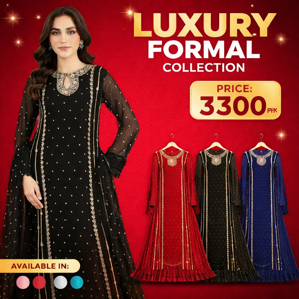 Luxury Embroidered Organza 3PC Suit with Dupatta & Trouser – Premium Women Dress Rs.3300