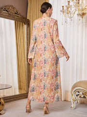 Al Najma Vintage Turkish Maxi Dress – Elegant V-Neck Arabic Kaftan | SnappyWear